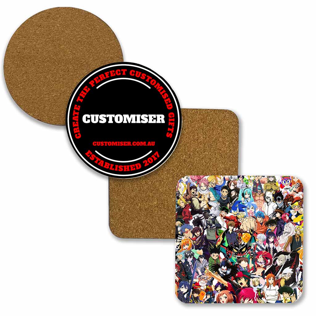 Custom MDF Hardboard Cork Backed Coasters Set in a Gift Box